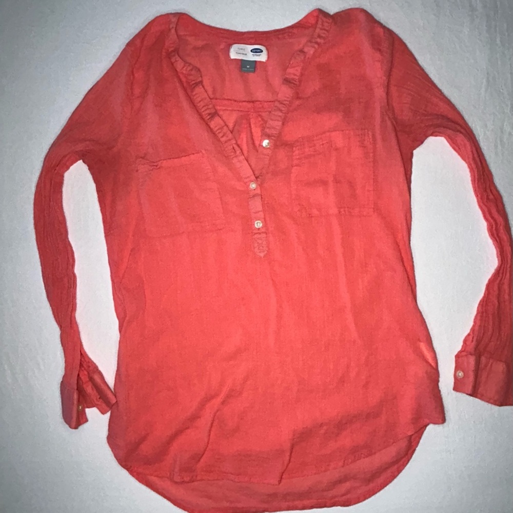 Old Navy Women's Bright Coral Button-Down Shirt‎
